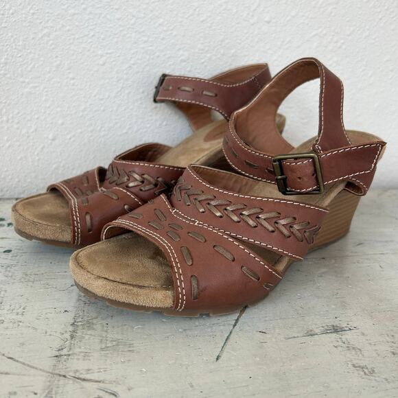 Eddie Bauer Espadrille wrap wedge faux suede sandals summer minimalist boho 7 - Picture 5 of 14